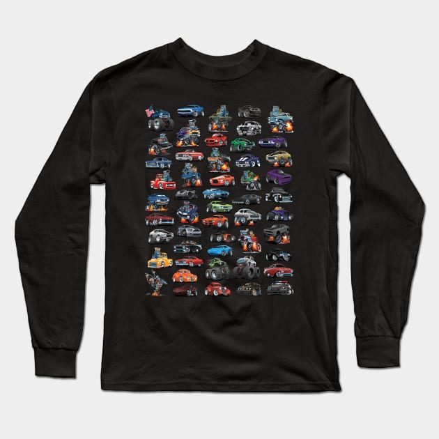 Hot Rods, Muscle Cars, Street Rods, Trucks and Motorcycle Madness! Long Sleeve T-Shirt by hobrath